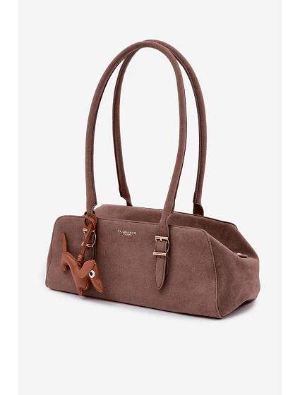 Kabelka z imitace semiše s přívěskem Tmavě béžová model 22111594 - Flora&Co