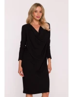 S428 Šaty s výstrihom - čierne