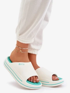 Dámske papuče na platforme Big Star - biele/mätové