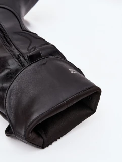 Dámske zateplené kovbojské čižmy Zareen na podpätku - čierne, ekokoža