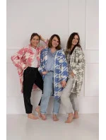 Ružový dámsky košeľový kabát s pepitovým vzorom (2099)