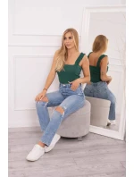 Halenka bez ramínek s volánky zelená Halenka bez ramínek s volánky zelená