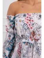 Kvetinové šaty vo farbe ecru