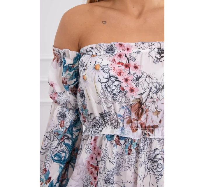 Kvetinové šaty vo farbe ecru