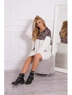 Velúrové šaty s maskovacím motívom ecru