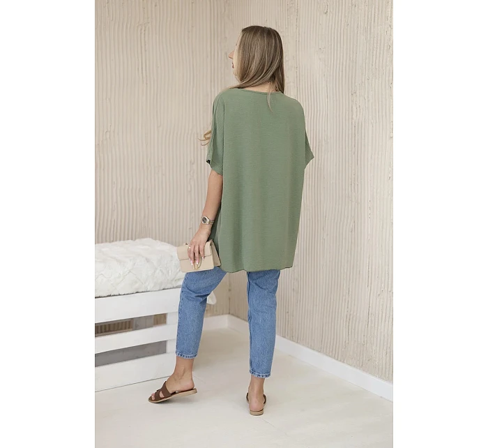 Oversized halenka s přívěskem světlá khaki Oversized halenka s přívěskem světlá khaki