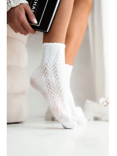 Skarpetki Damskie Ażurowe Białe