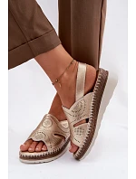 Kožené sandály na platformě S.Barski GR61-5916 Zlaté