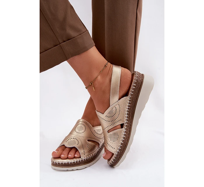 Kožené sandály na platformě S.Barski GR61-5916 Zlaté