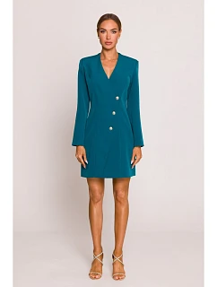 Šaty Blazer se zlatým knoflíkem – modré model 22313019 - Moe