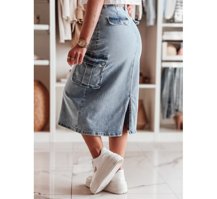 CARGOMIDI modrá midi džínsová sukňa FashionStreet CY0490