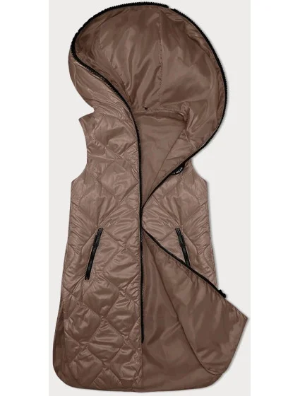 Dámska vesta ťavej farby s ozdobným prešívaním (B8230-101)