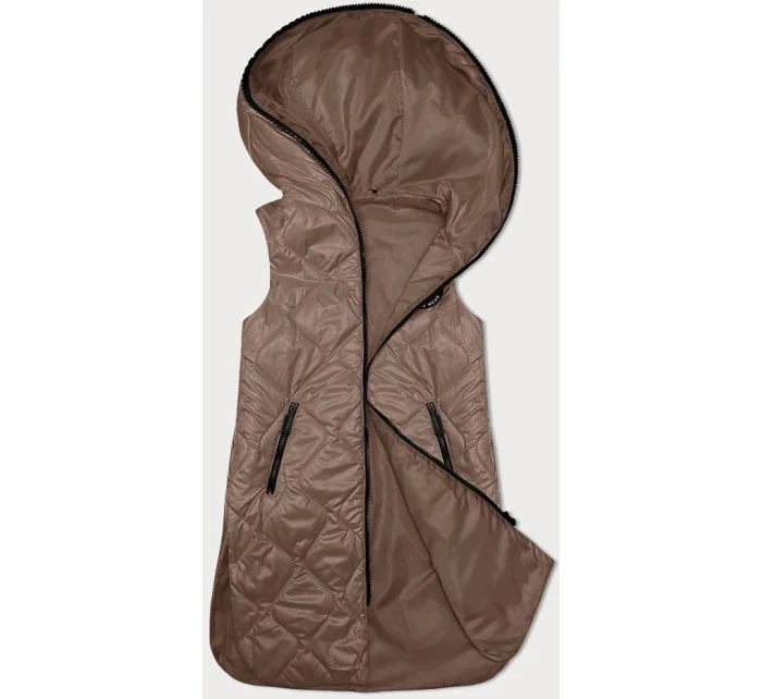 Dámska vesta ťavej farby s ozdobným prešívaním (B8230-101)