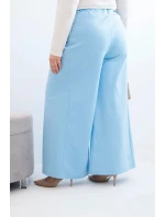 Dámske Plus veľkosť široké nohavice so skladaním modrá