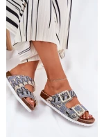 Klapki Damskie Z Klamrami I Brokatem S.Barski RB51-006 Beżowe Klapki Damskie Z Klamrami I Brokatem S.Barski RB51-006 Beżowe