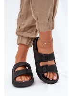 Klapki Damskie Na Platformie Z Klamrami Czarne Nitiana Klapki Damskie Na Platformie Z Klamrami Czarne Nitiana