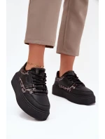 Damskie Sneakersy Na Platformie Big Star SS274358 Panterka Czarne Damskie Sneakersy Na Platformie Big Star SS274358 Panterka Czarne