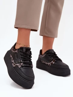 Dámské tenisky na platformě Big Star model 21706532 leopardí černé - Big Star Shoes