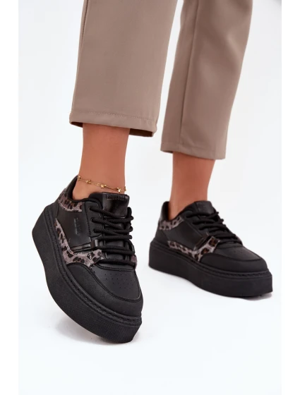 Damskie Sneakersy Na Platformie Big Star SS274358 Panterka Czarne Damskie Sneakersy Na Platformie Big Star SS274358 Panterka Czarne