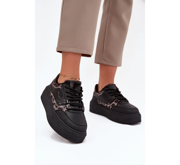 Damskie Sneakersy Na Platformie Big Star SS274358 Panterka Czarne Damskie Sneakersy Na Platformie Big Star SS274358 Panterka Czarne
