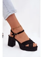 Dámské sandály na podpatku Černé Janelia Dámské sandály na podpatku Černé Janelia