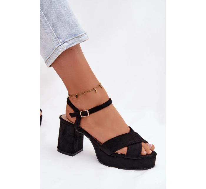 Dámské sandály na podpatku Černé Janelia Dámské sandály na podpatku Černé Janelia