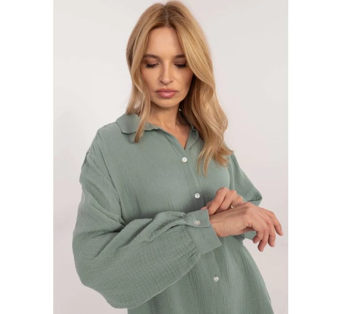 Košeľa D70032M11066D3 pistáciová