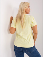 Svetložltá dámska blúzka plus size s vreckom