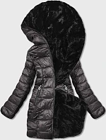 Dámska obojstranná kožušinová bunda hnedá (b8053-101)