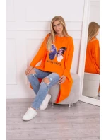 Oversize halenka s potiskem oranžová Oversize halenka s potiskem oranžová