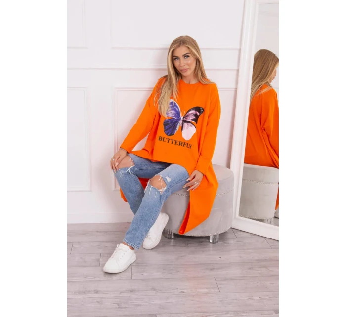 Oversize halenka s potiskem oranžová Oversize halenka s potiskem oranžová