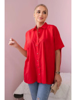Bavlněná košile s krátkým rukávem červený