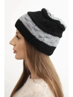 Dámska zimná vlnená čiapka s ozdobným vzorom K446 sivá + čierna Dámska zimná vlnená čiapka s ozdobným vzorom K446 sivá + čierna