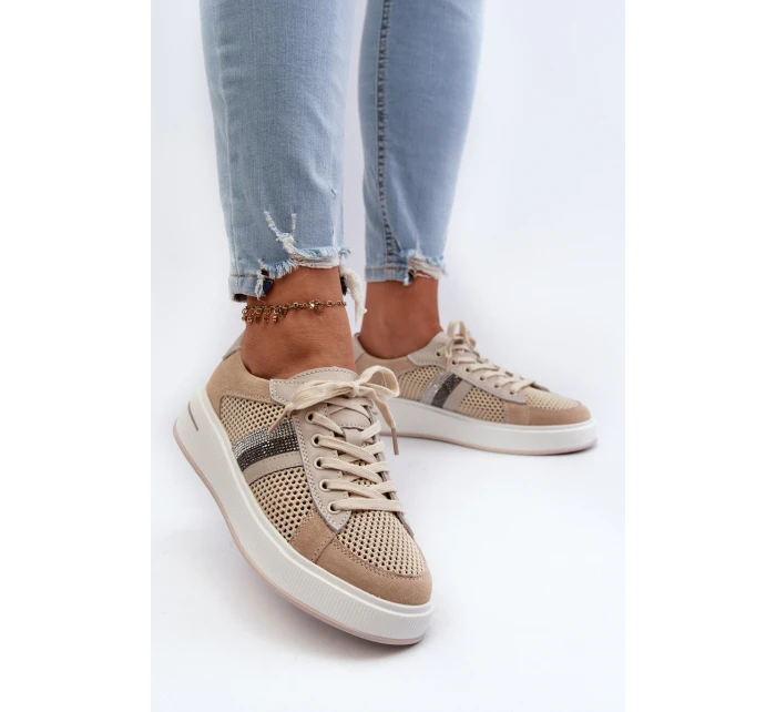 Dámské kožené tenisky D&A model 21659731 béžové - S.Barski