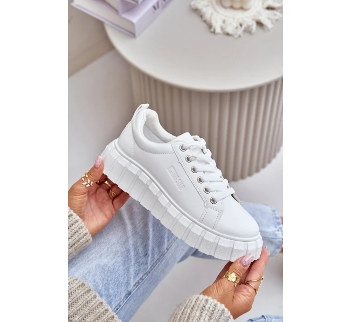 Ocieplane Sneakersy Damskie Big Star MM274616 Białe Ocieplane Sneakersy Damskie Big Star MM274616 Białe