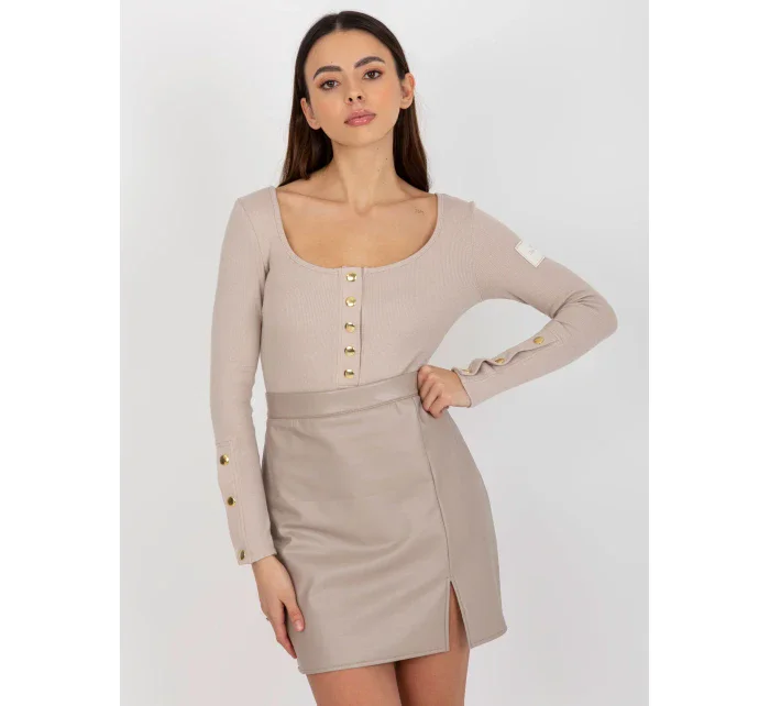 Bluzka TW BZ ciemny bezowy model 19760148 - FPrice Bluzka TW BZ ciemny bezowy model 19760148 - FPrice