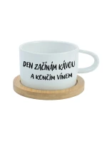 DEN ZAČÍNÁM KÁVOU A KONČÍM VÍNEM - bílý hrníček makronka 200 ml DEN ZAČÍNÁM KÁVOU A KONČÍM VÍNEM - bílý hrníček makronka 200 ml