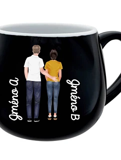 Personalizovaný keramický bacuľatý hrnček s párom