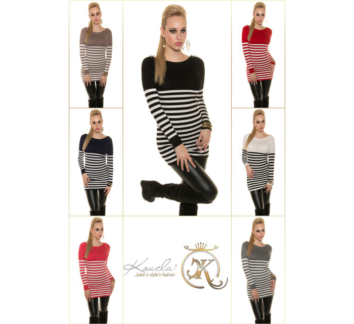 Sexy KouCla sweater/dress striped with buttons