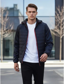 Pánska prechodná bunda prešívaná tmavomodrá FashionStreet TX4401