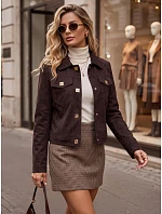 Dámska semišová bunda s patentkami, vínová, FashionStreet TY5878 Dámska semišová bunda s patentkami, vínová, FashionStreet TY5878