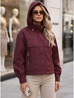 Dámska prechodná bunda s kapucňou, vínová, FashionStreet TY5964