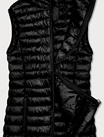 Krátka čierna dámska prešívaná vesta (5M702-392)