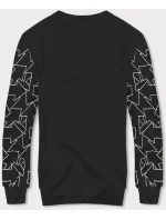 Čierna pánska mikina s geometrickým vzorom (8B1111-3)