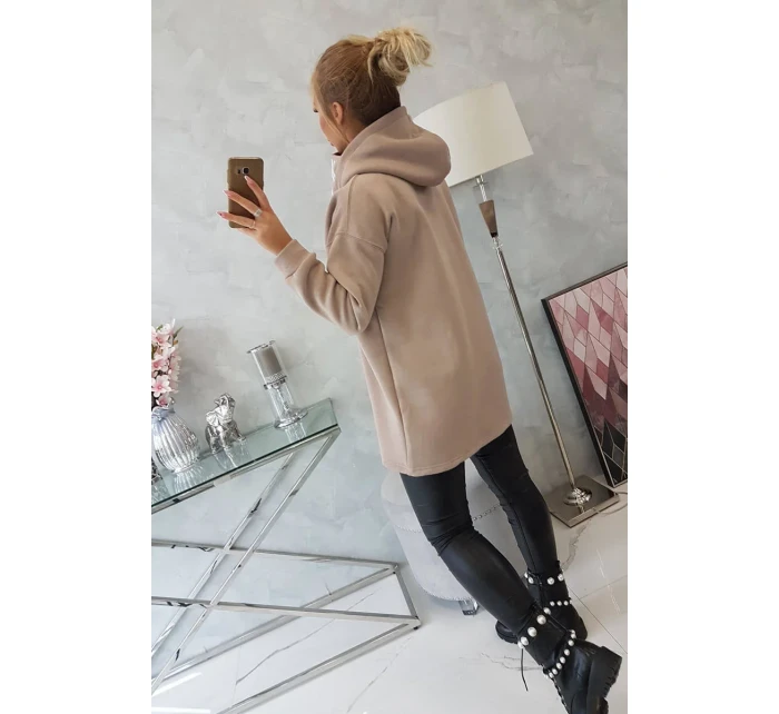 Zateplená mikina s kapucňou béžová