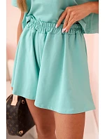 Dámska bavlnená súprava so širokými šortkami mentolová Dámska bavlnená súprava so širokými šortkami mentolová