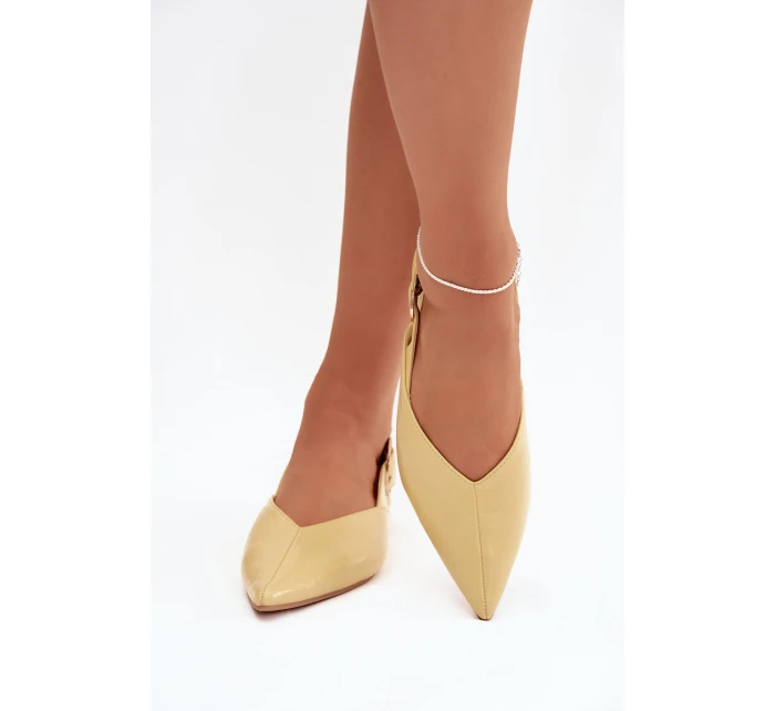 Dámske lakované baleríny s prackou Rinalle - žlté