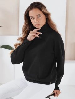 Dámsky sveter s polovičným rolákom čierny FashionStreet MY2533