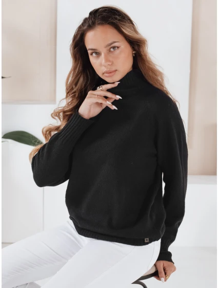 Dámský svetr s polovičním rolákem černý Dstreet model 21991033 - FashionStreet Dámský svetr s polovičním rolákem černý Dstreet model 21991033 - FashionStreet