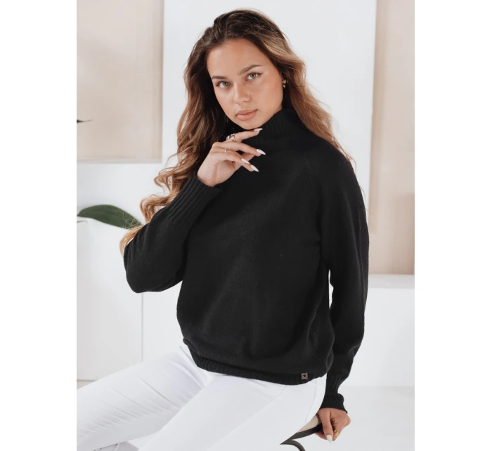 Dámský svetr s polovičním rolákem černý Dstreet model 21991033 - FashionStreet Dámský svetr s polovičním rolákem černý Dstreet model 21991033 - FashionStreet